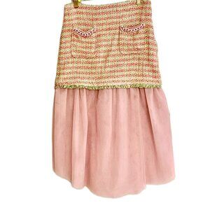 GAELLE Paris Tulle Skirt Size 40 Pink Layered Made in Italy